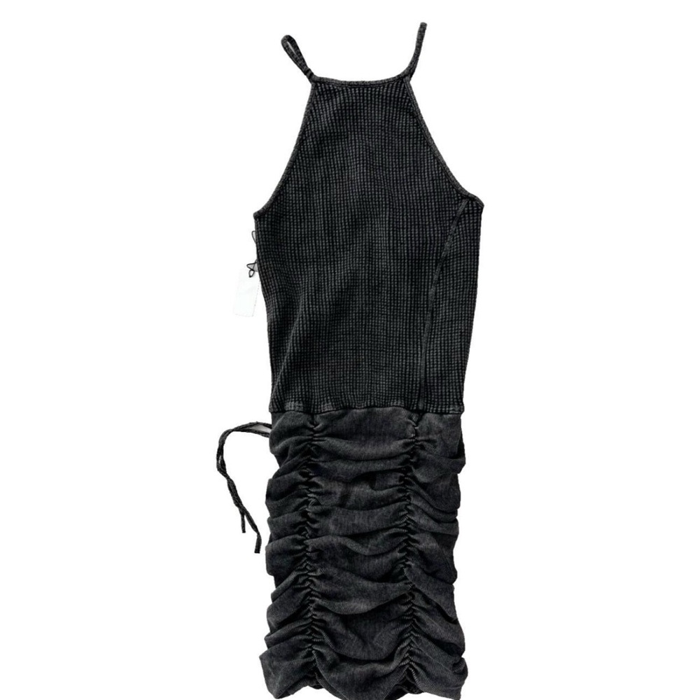 Free People size XS: Sleeveless Washed Black (NOT PINK) Ruched Dress